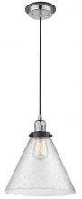  201CBP-PNBK-G44-L - Cone - 1 Light - 12 inch - Polished Nickel - Cord hung - Mini Pendant