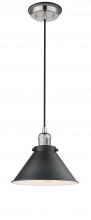  201CBP-PNBK-M10-BK - Briarcliff - 1 Light - 10 inch - Polished Nickel - Cord hung - Mini Pendant