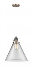  201CSW-AB-G42-L-LED - Cone - 1 Light - 12 inch - Antique Brass - Cord hung - Mini Pendant