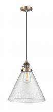  201CSW-AB-G44-L - Cone - 1 Light - 12 inch - Antique Brass - Cord hung - Mini Pendant