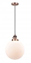  201CSW-AC-G201-10-LED - Beacon - 1 Light - 10 inch - Antique Copper - Cord hung - Mini Pendant