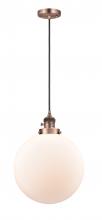  201CSW-AC-G201-12-LED - Beacon - 1 Light - 12 inch - Antique Copper - Cord hung - Mini Pendant