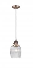  201CSW-AC-G302-LED - Colton - 1 Light - 6 inch - Antique Copper - Cord hung - Mini Pendant