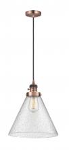  201CSW-AC-G44-L - Cone - 1 Light - 12 inch - Antique Copper - Cord hung - Mini Pendant