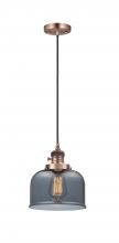  201CSW-AC-G73-LED - Bell - 1 Light - 8 inch - Antique Copper - Cord hung - Mini Pendant