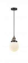  201CSW-BAB-G201-6-LED - Beacon - 1 Light - 6 inch - Black Antique Brass - Cord hung - Mini Pendant