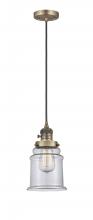  201CSW-BB-G182 - Canton - 1 Light - 6 inch - Brushed Brass - Cord hung - Mini Pendant