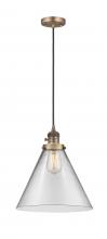  201CSW-BB-G42-L - Cone - 1 Light - 12 inch - Brushed Brass - Cord hung - Mini Pendant