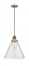  201CSW-BB-G44-L - Cone - 1 Light - 12 inch - Brushed Brass - Cord hung - Mini Pendant