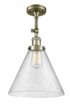  201F-AB-G44-L-LED - Cone - 1 Light - 12 inch - Antique Brass - Semi-Flush Mount