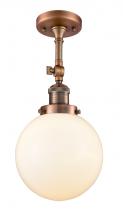  201F-AC-G201-8-LED - Beacon - 1 Light - 8 inch - Antique Copper - Semi-Flush Mount