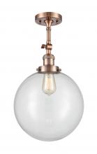  201F-AC-G202-12 - Beacon - 1 Light - 12 inch - Antique Copper - Semi-Flush Mount