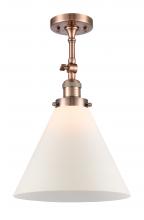  201F-AC-G41-L-LED - Cone - 1 Light - 12 inch - Antique Copper - Semi-Flush Mount