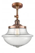  201F-AC-G544 - Oxford - 1 Light - 12 inch - Antique Copper - Semi-Flush Mount