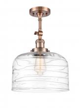  201F-AC-G713-L-LED - Bell - 1 Light - 12 inch - Antique Copper - Semi-Flush Mount