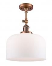  201F-AC-G71-L - Bell - 1 Light - 12 inch - Antique Copper - Semi-Flush Mount