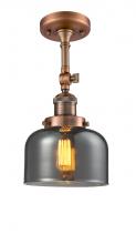  201F-AC-G73-LED - Bell - 1 Light - 8 inch - Antique Copper - Semi-Flush Mount