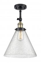  201F-BAB-G44-L - Cone - 1 Light - 12 inch - Black Antique Brass - Semi-Flush Mount