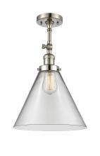  201F-PN-G42-L - Cone - 1 Light - 12 inch - Polished Nickel - Semi-Flush Mount