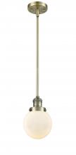  201S-AB-G201-6-LED - Beacon - 1 Light - 6 inch - Antique Brass - Stem Hung - Mini Pendant