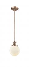  201S-AC-G201-6-LED - Beacon - 1 Light - 6 inch - Antique Copper - Stem Hung - Mini Pendant