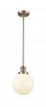  201S-AC-G201-8-LED - Beacon - 1 Light - 8 inch - Antique Copper - Stem Hung - Mini Pendant