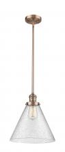  201S-AC-G44-L - Cone - 1 Light - 12 inch - Antique Copper - Stem Hung - Mini Pendant