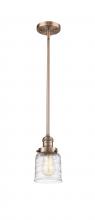  201S-AC-G513-LED - Bell - 1 Light - 5 inch - Antique Copper - Stem Hung - Mini Pendant