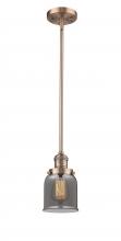  201S-AC-G53-LED - Bell - 1 Light - 5 inch - Antique Copper - Stem Hung - Mini Pendant