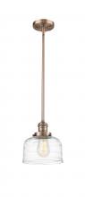  201S-AC-G713-LED - Bell - 1 Light - 8 inch - Antique Copper - Stem Hung - Mini Pendant