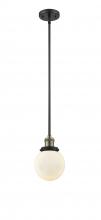  201S-BAB-G201-6-LED - Beacon - 1 Light - 6 inch - Black Antique Brass - Stem Hung - Mini Pendant