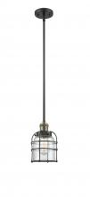  201S-BAB-G52-CE - Bell Cage - 1 Light - 6 inch - Black Antique Brass - Stem Hung - Mini Pendant