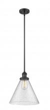  201S-BK-G44-L - Cone - 1 Light - 12 inch - Matte Black - Stem Hung - Mini Pendant