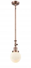  206-AC-G201-6 - Beacon - 1 Light - 6 inch - Antique Copper - Stem Hung - Mini Pendant