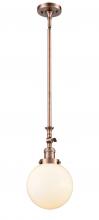  206-AC-G201-8 - Beacon - 1 Light - 8 inch - Antique Copper - Stem Hung - Mini Pendant