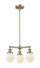  207-AB-G201-6-LED - Beacon - 3 Light - 19 inch - Antique Brass - Stem Hung - Chandelier