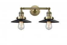  208-AB-M6-LED - Railroad - 2 Light - 18 inch - Antique Brass - Bath Vanity Light