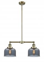  209-AB-G73-LED - Bell - 2 Light - 21 inch - Antique Brass - Stem Hung - Island Light