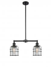  209-BK-G54-CE - Bell Cage - 2 Light - 21 inch - Matte Black - Stem Hung - Island Light