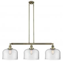  213-AB-G72-L-LED - Bell - 3 Light - 42 inch - Antique Brass - Stem Hung - Island Light