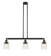  213-BK-G513 - Bell - 3 Light - 38 inch - Matte Black - Stem Hung - Island Light