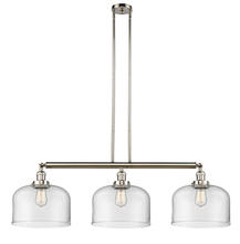  213-PN-G72-L - Bell - 3 Light - 42 inch - Polished Nickel - Stem Hung - Island Light