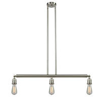  213-SN - Bare Bulb - 3 Light - 38 inch - Brushed Satin Nickel - Stem Hung - Island Light