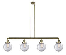  214-AB-G202-8-LED - Beacon - 4 Light - 53 inch - Antique Brass - Stem Hung - Island Light