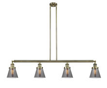  214-AB-G63-LED - Cone - 4 Light - 51 inch - Antique Brass - Stem Hung - Island Light