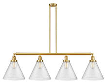  214-SG-G44-L - Cone - 4 Light - 56 inch - Satin Gold - Stem Hung - Island Light