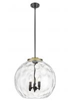  221-3S-BAB-G1215-18-LED - Athens Water Glass - 3 Light - 18 inch - Black Antique Brass - Cord hung - Pendant