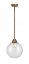  288-1S-AC-G204-10 - Beacon - 1 Light - 10 inch - Antique Copper - Cord hung - Mini Pendant