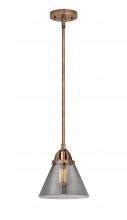  288-1S-AC-G43-LED - Cone - 1 Light - 8 inch - Antique Copper - Cord hung - Mini Pendant