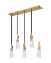  322-5I-BB-G322-3CL - Amherst Brook - 5 Light - 33 inch - Brushed Brass - Cord Hung - Island Light